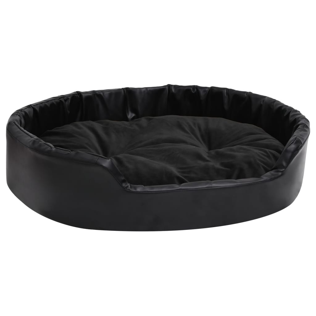 Dog bed, black, 90x79x20 cm, plush/eco-leather