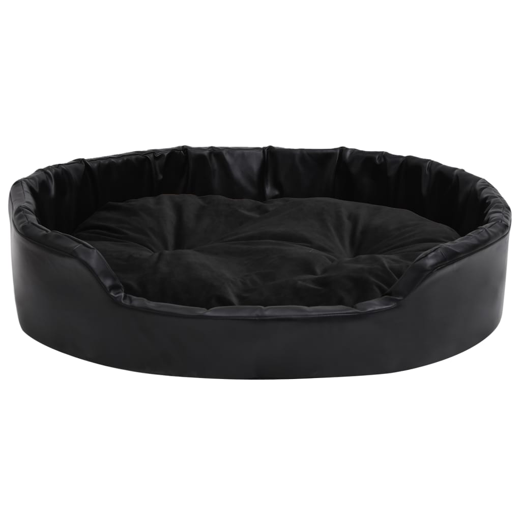 Dog bed, black, 90x79x20 cm, plush/eco-leather