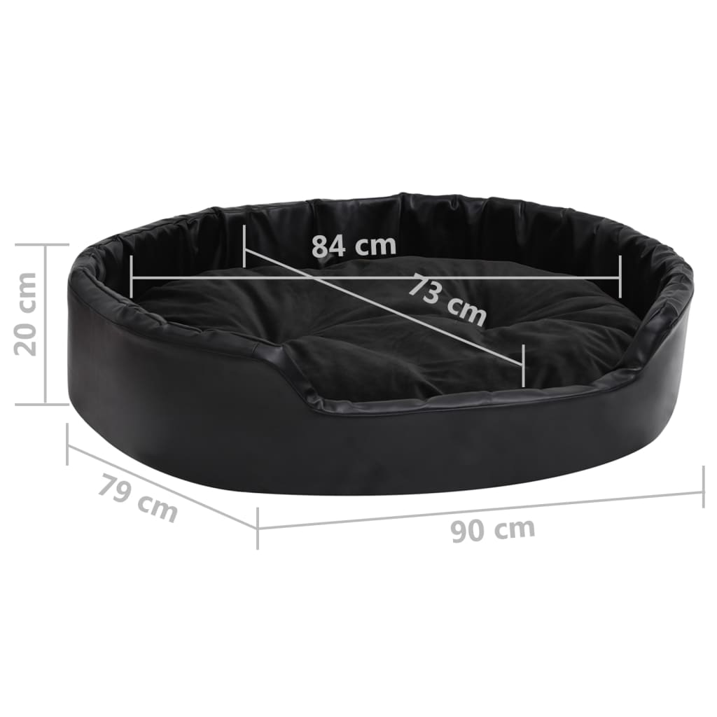 Dog bed, black, 90x79x20 cm, plush/eco-leather