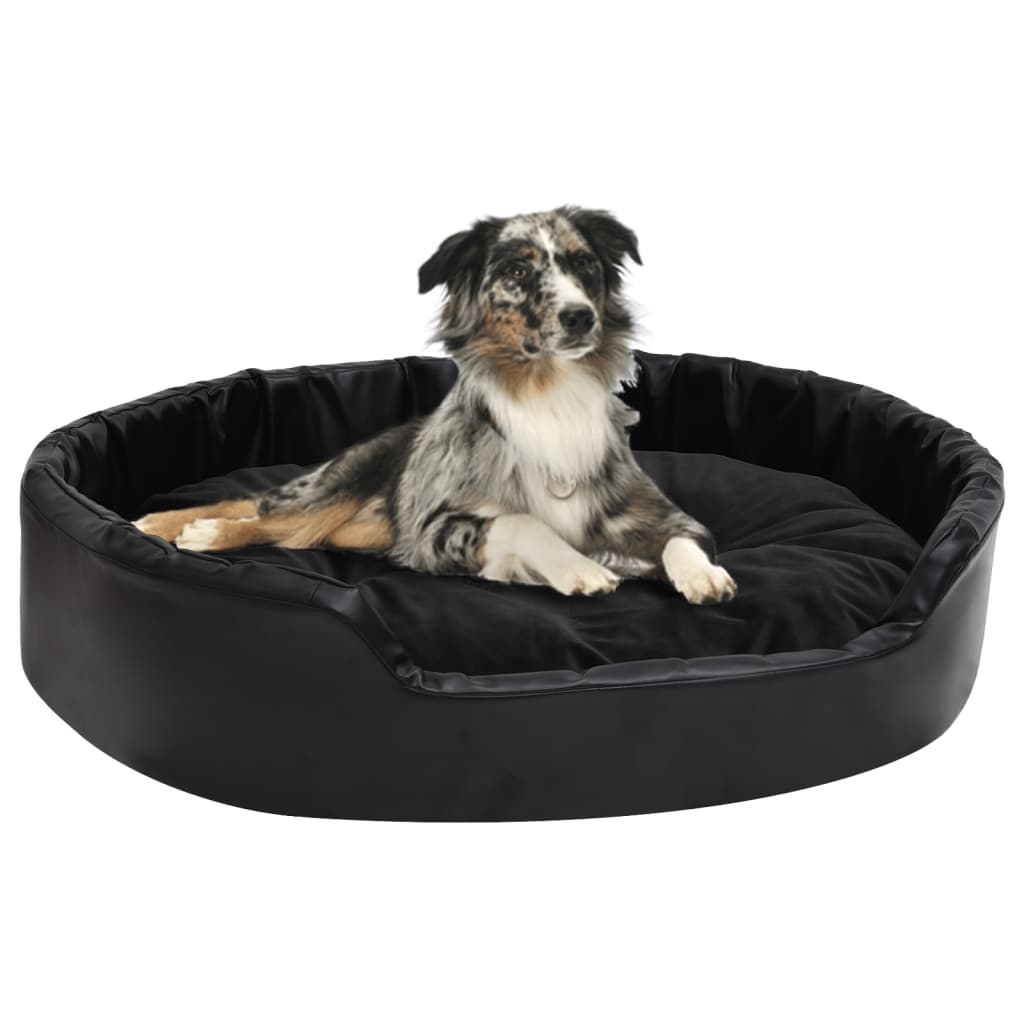 Dog bed, black, 90x79x20 cm, plush/eco-leather
