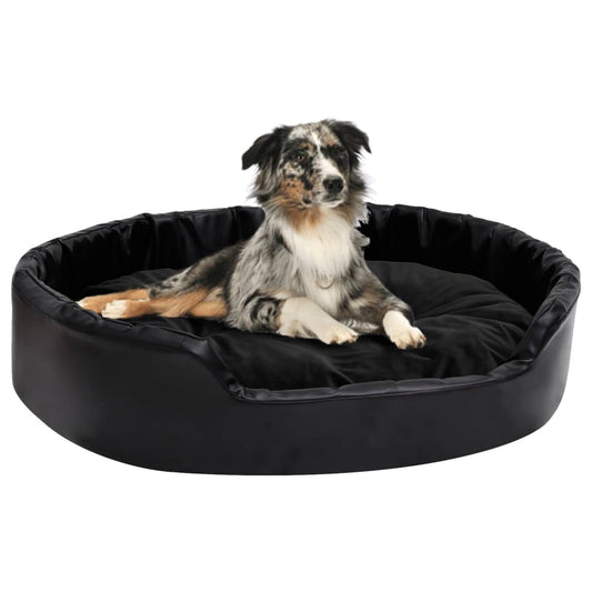 Dog bed, black, 90x79x20 cm, plush/eco-leather