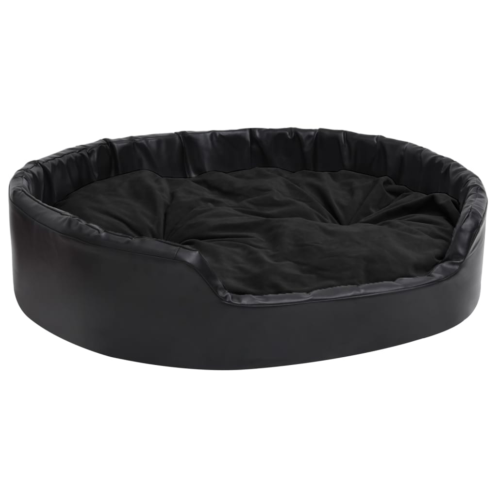 Dog bed, black, 99x89x21 cm, plush/eco-leather