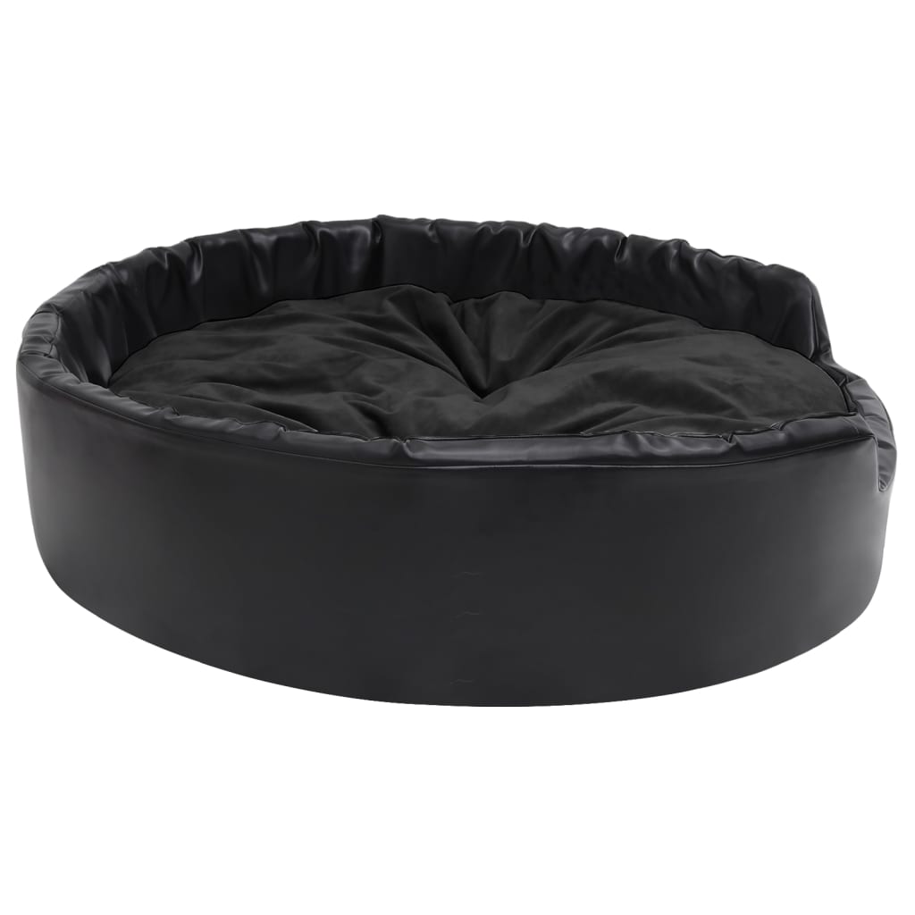 Dog bed, black, 99x89x21 cm, plush/eco-leather