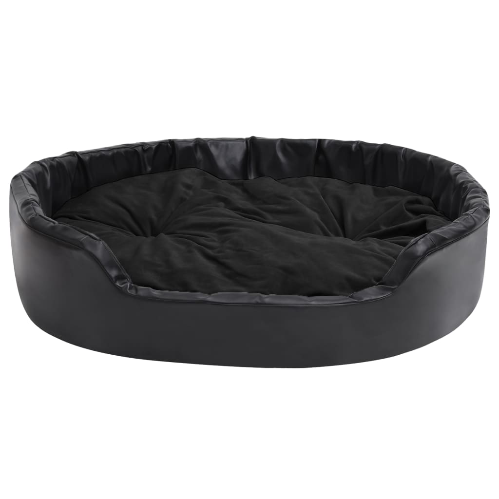 Dog bed, black, 99x89x21 cm, plush/eco-leather