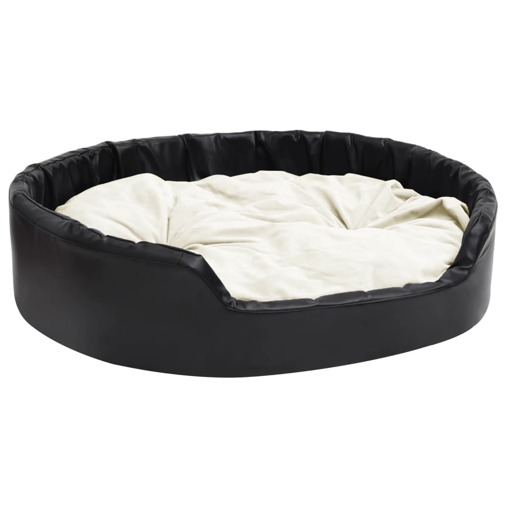 Dog bed, black/beige, 99x89x21 cm, plush/eco-leather