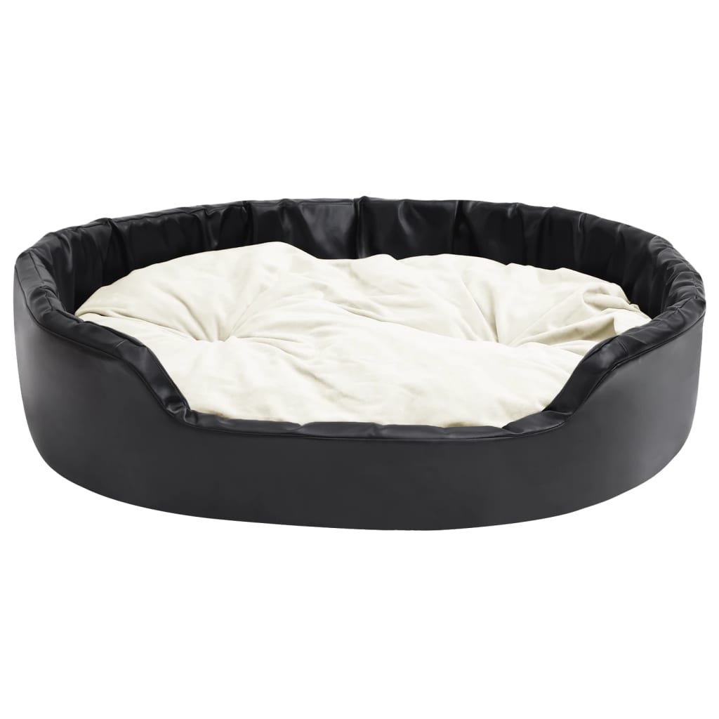 Dog bed, black/beige, 99x89x21 cm, plush/eco-leather