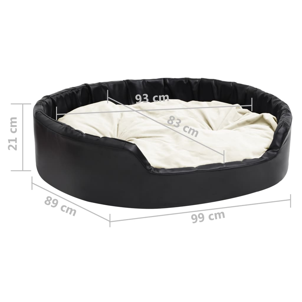 Dog bed, black/beige, 99x89x21 cm, plush/eco-leather