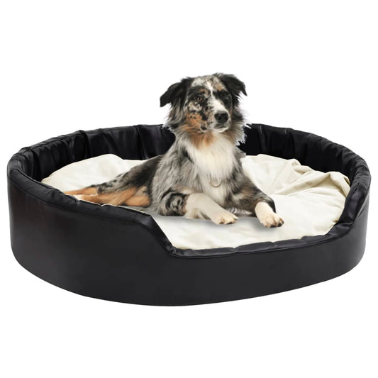Dog bed, black/beige, 99x89x21 cm, plush/eco-leather