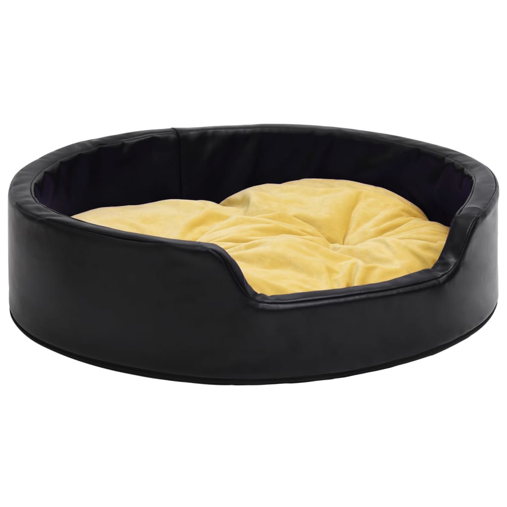 Dog bed, black/yellow 99x89x21 cm plush/eco-leather