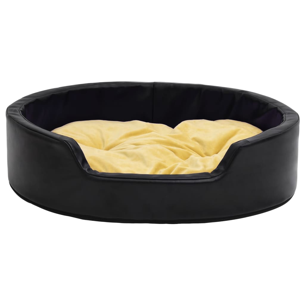 Dog bed, black/yellow 99x89x21 cm plush/eco-leather