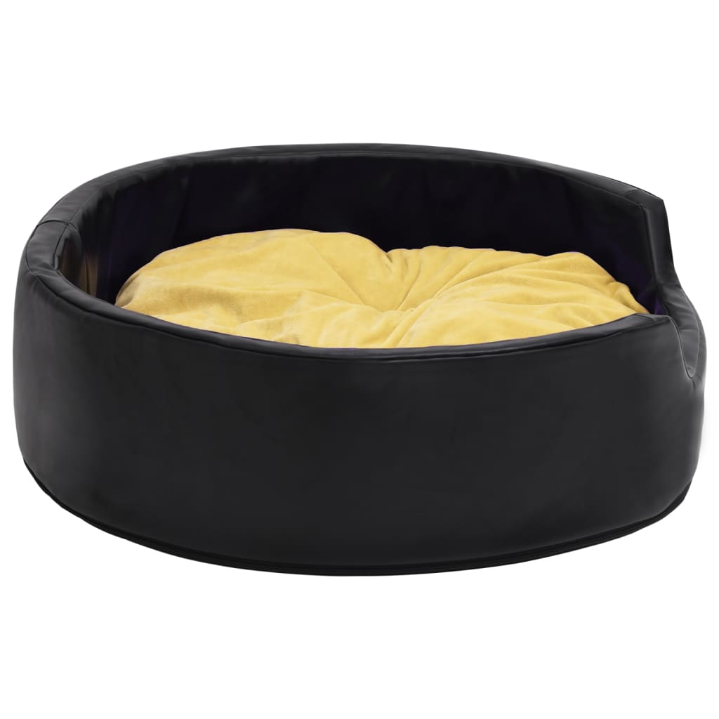 Dog bed, black/yellow 99x89x21 cm plush/eco-leather