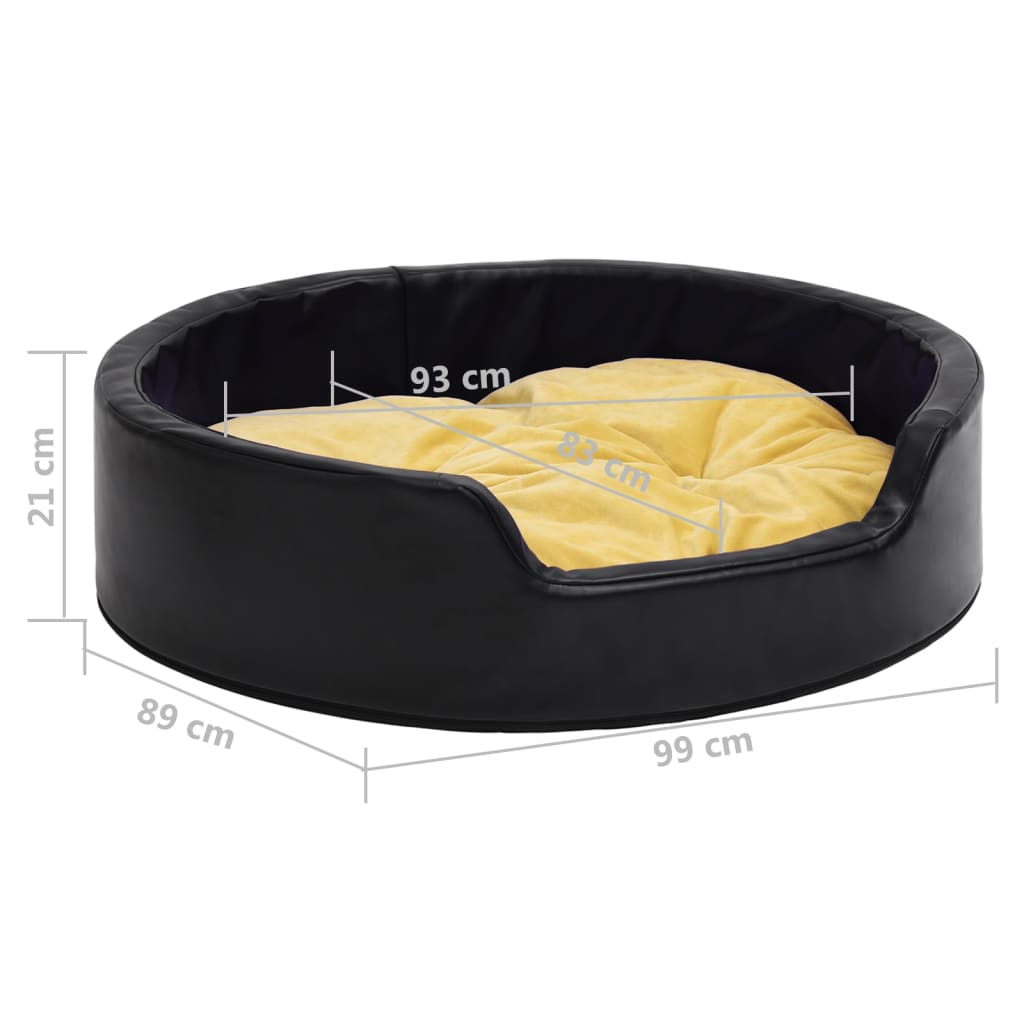 Dog bed, black/yellow 99x89x21 cm plush/eco-leather