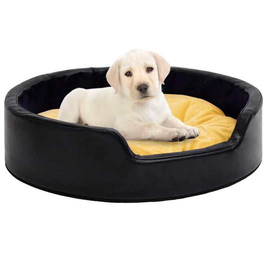 Dog bed, black/yellow 99x89x21 cm plush/eco-leather