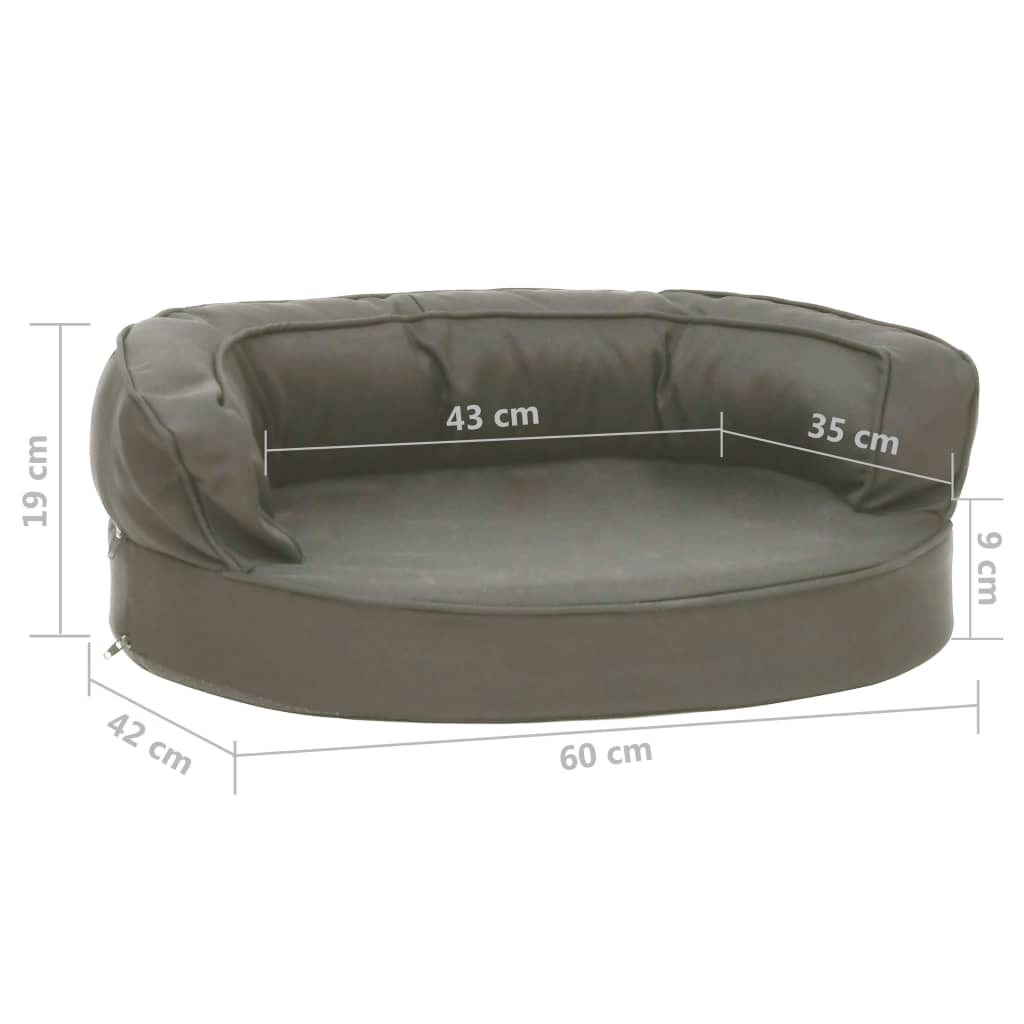 Ergonomic dog bed mattress, 60x42 cm, dark gray, linen look