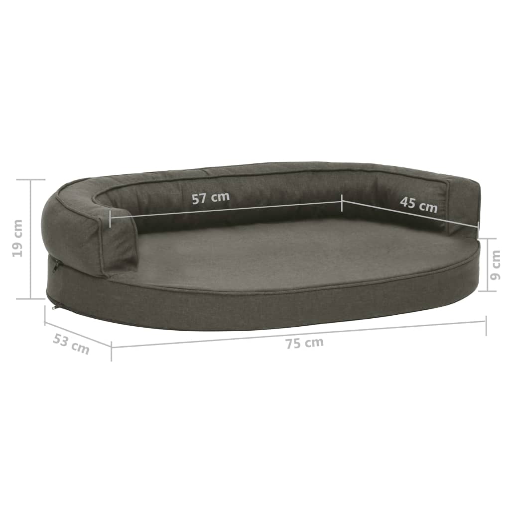 Ergonomic dog bed mattress, dark grey, 75x53 cm, linen look