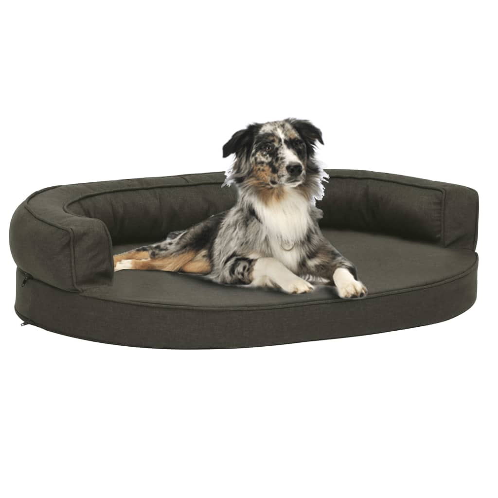 Ergonomic dog bed mattress, dark grey, 75x53 cm, linen look