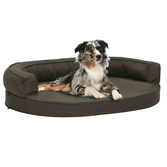 Ergonomic dog bed mattress, dark grey, 75x53 cm, linen look
