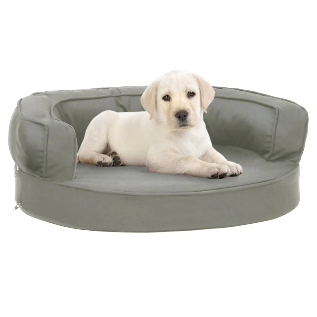 Ergonomic dog bed mattress, 60x42 cm, gray, linen look