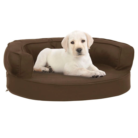 Ergonomic dog bed mattress, brown, 60x42 cm linen/fleece look