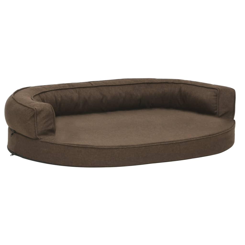 Ergonomic dog bed mattress, brown, 75x53 cm linen/fleece look