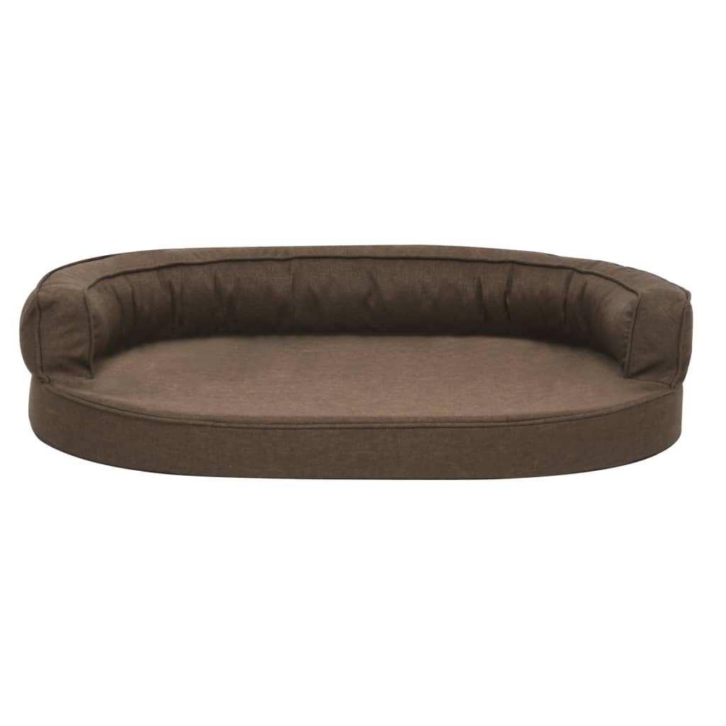 Ergonomic dog bed mattress, brown, 75x53 cm linen/fleece look
