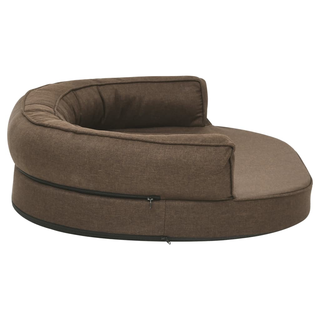 Ergonomic dog bed mattress, brown, 75x53 cm linen/fleece look