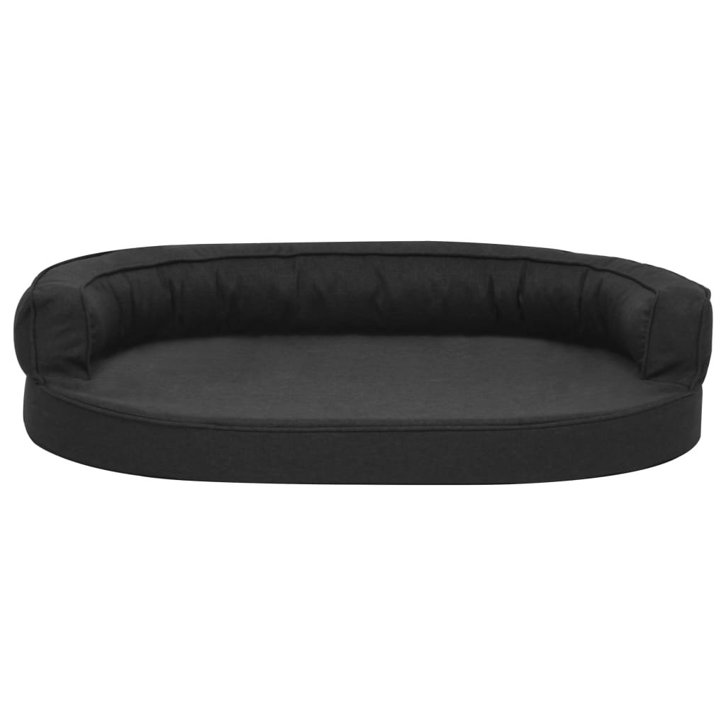 Ergonomic dog bed mattress, black, 75x53 cm, linen look
