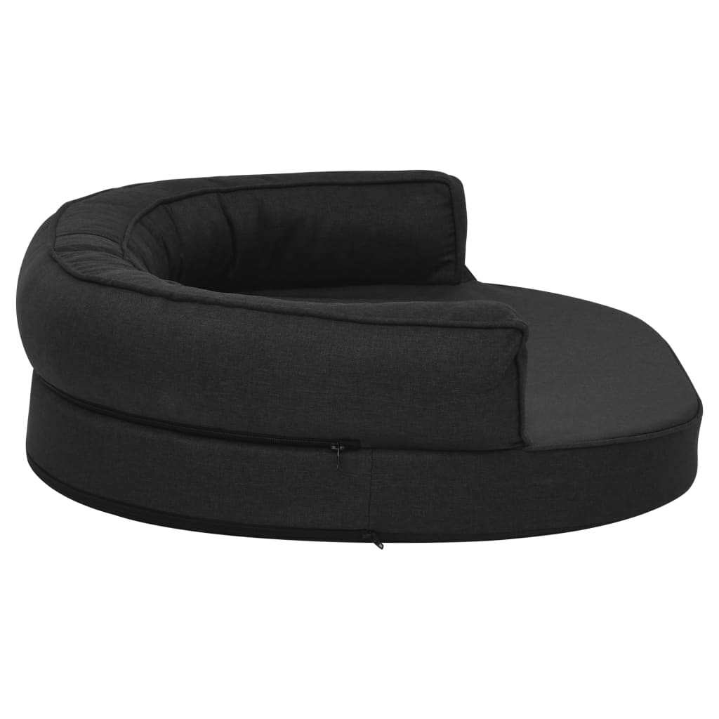 Ergonomic dog bed mattress, black, 75x53 cm, linen look