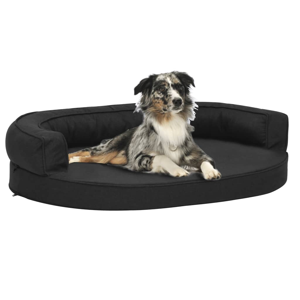 Ergonomic dog bed mattress, black, 75x53 cm, linen look