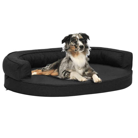 Ergonomic dog bed mattress, black, 75x53 cm, linen look