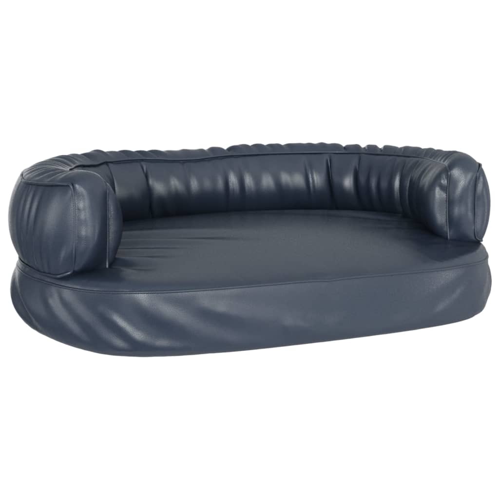 Blue ergonomic foam dog bed 60x42 cm eco leather