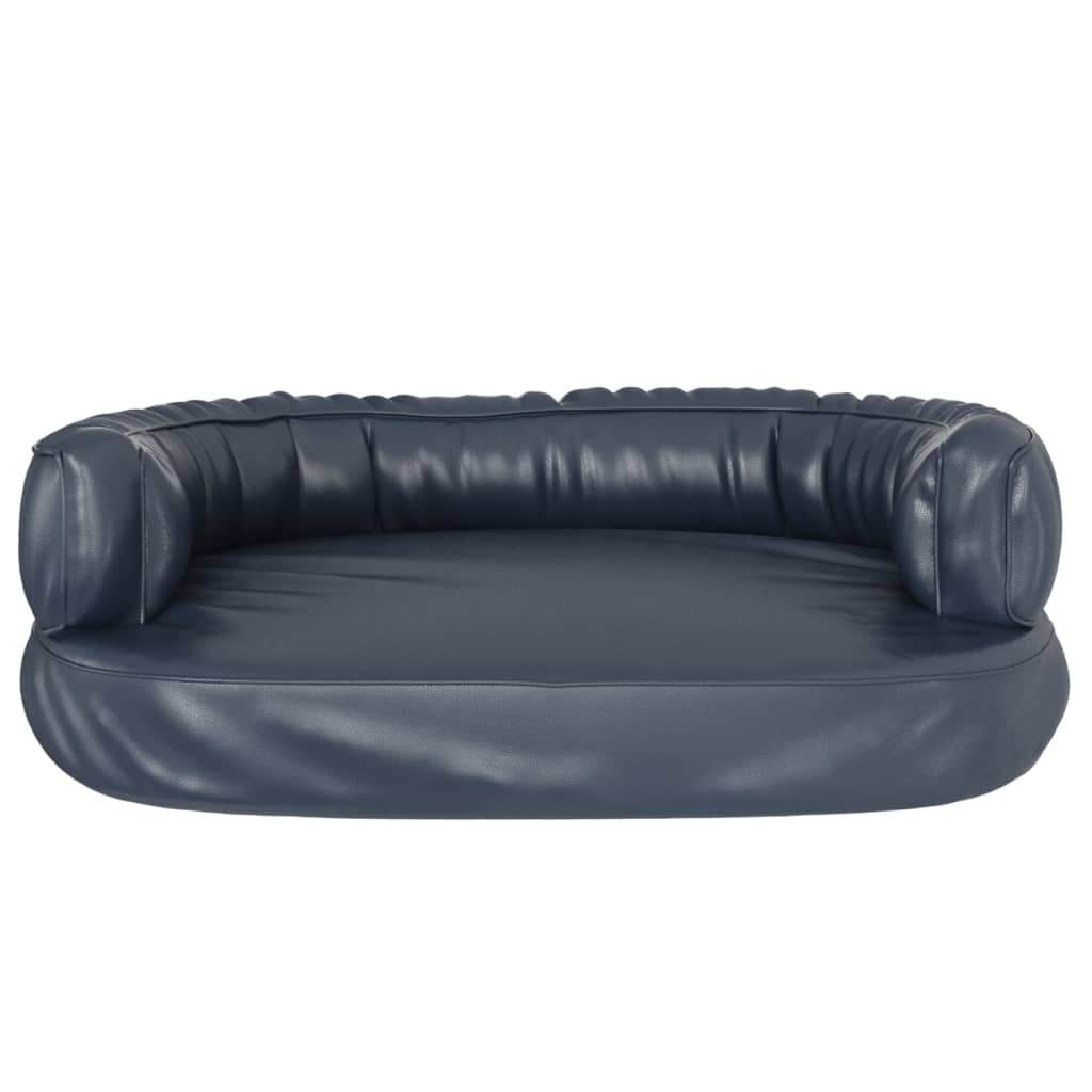 Blue ergonomic foam dog bed 60x42 cm eco leather