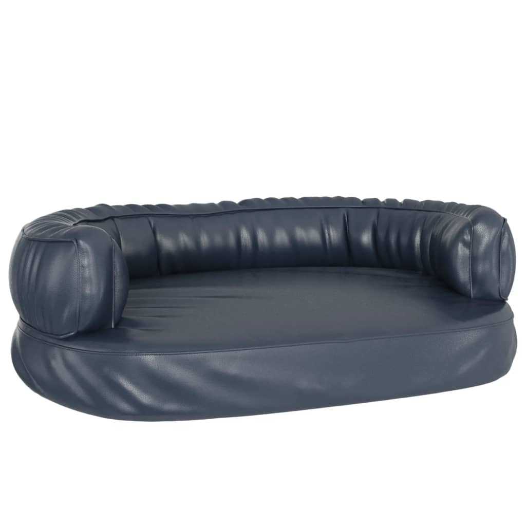 Dog bed, ergonomic foam, blue, 75x53 cm, eco leather