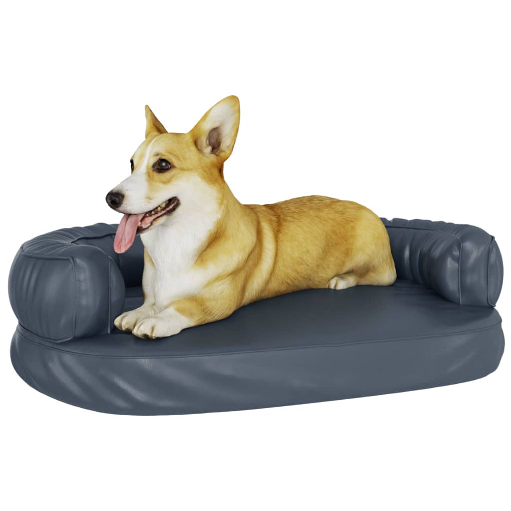 Dog bed, ergonomic foam, blue, 75x53 cm, eco leather