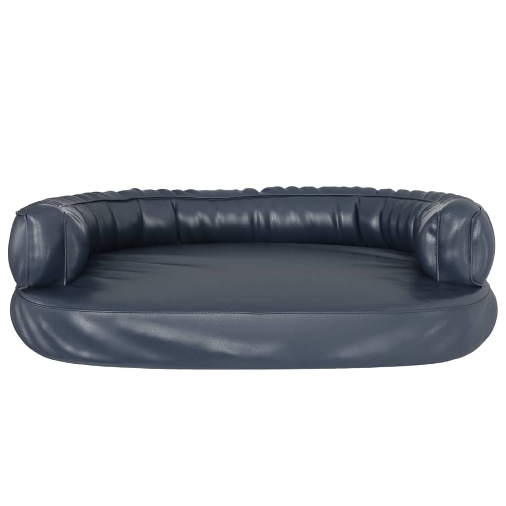 Dog bed, ergonomic foam, blue, 88x65 cm, eco leather
