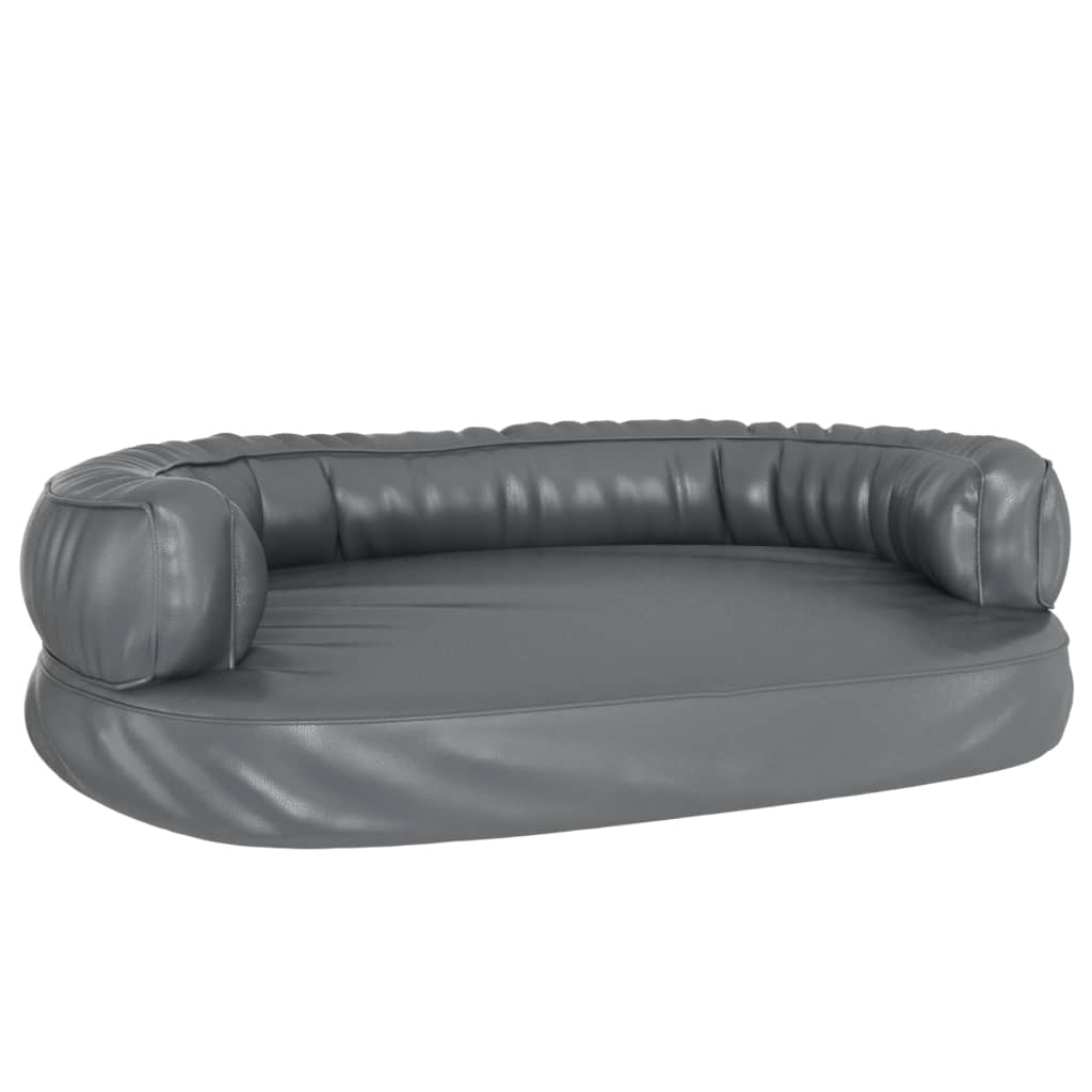 Dog bed, ergonomic foam, gray, 88x65 cm, eco leather