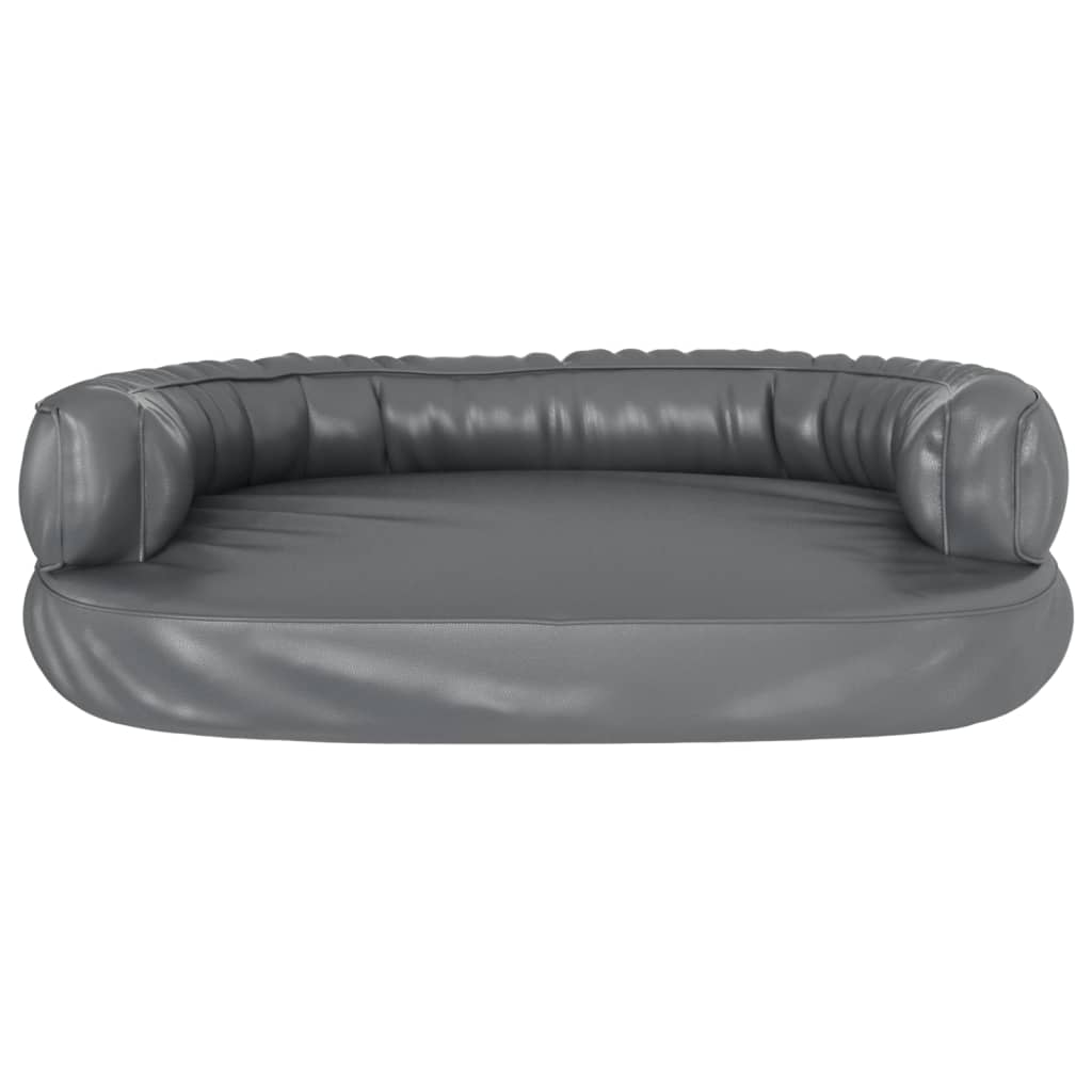 Dog bed, ergonomic foam, gray, 88x65 cm, eco leather