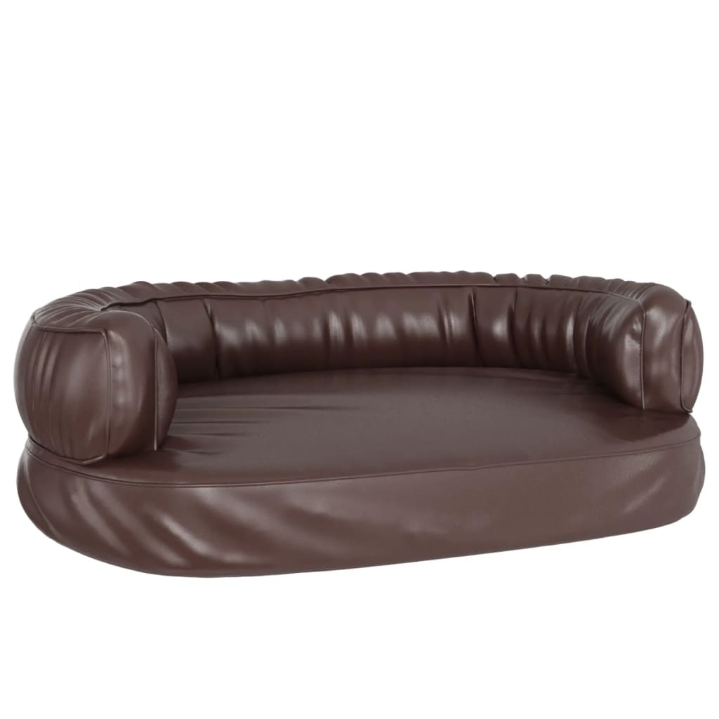 Dog bed, ergonomic foam, brown, 60x42 cm, eco leather