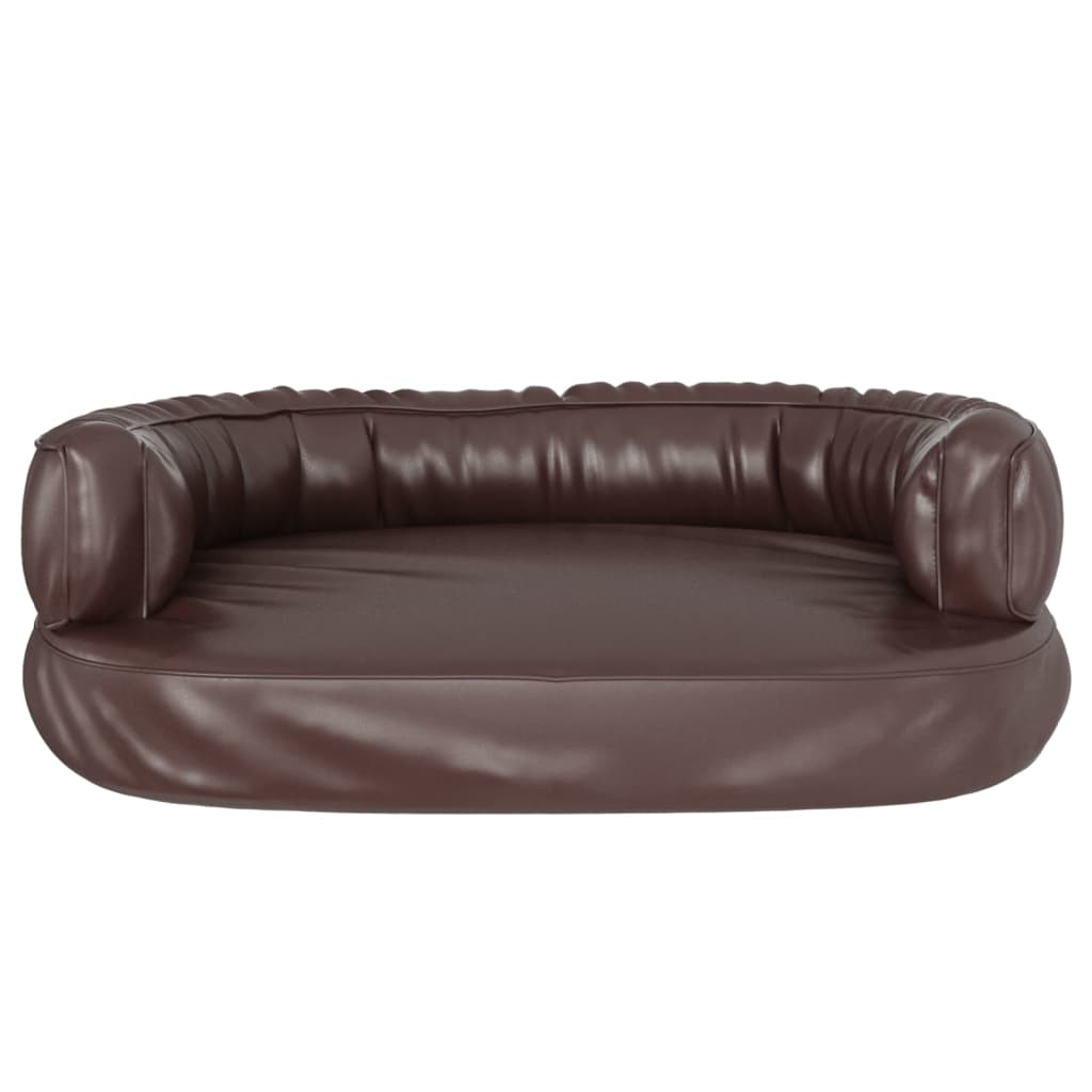 Dog bed, ergonomic foam, brown, 60x42 cm, eco leather