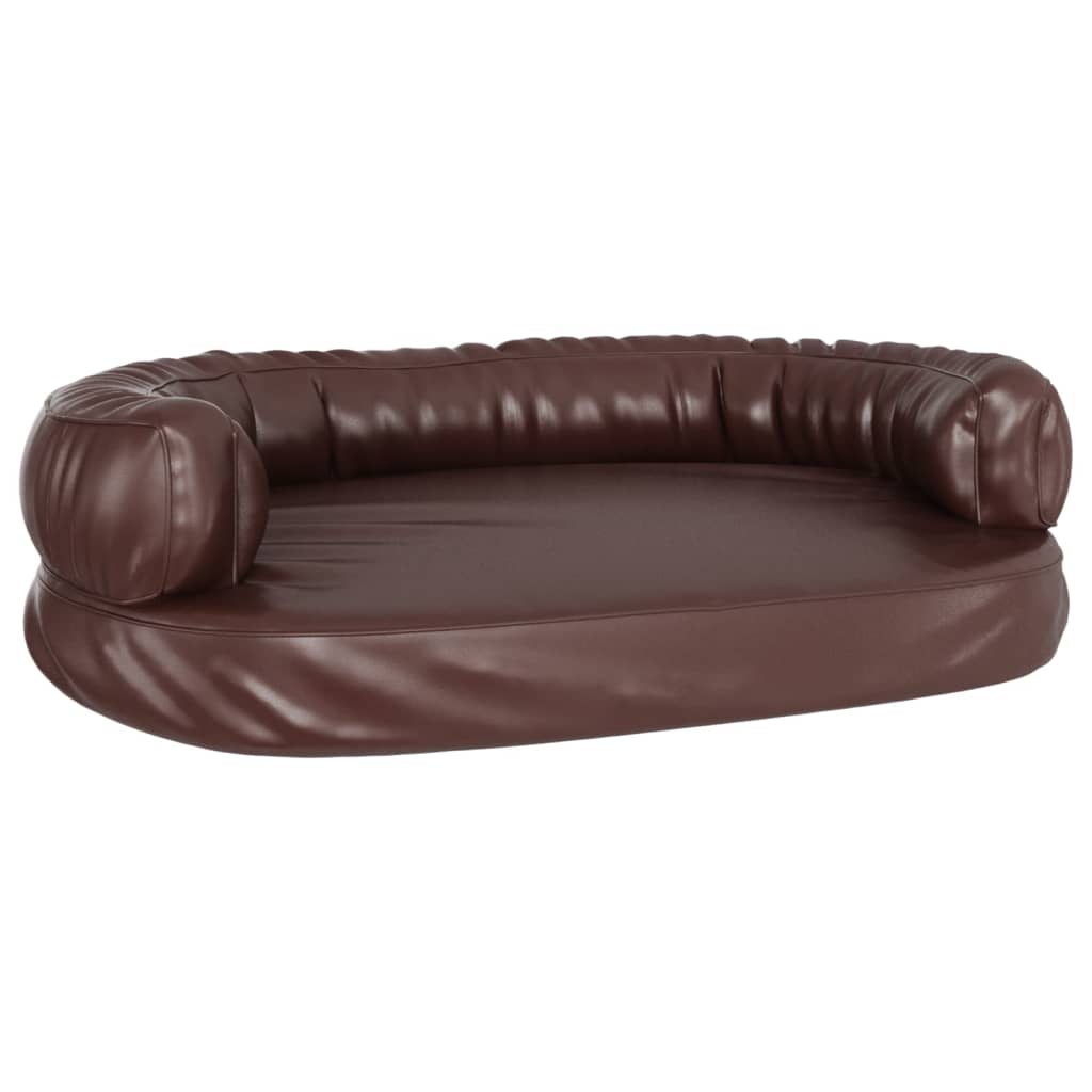 Dog bed, ergonomic foam, brown, 75x53 cm, eco leather