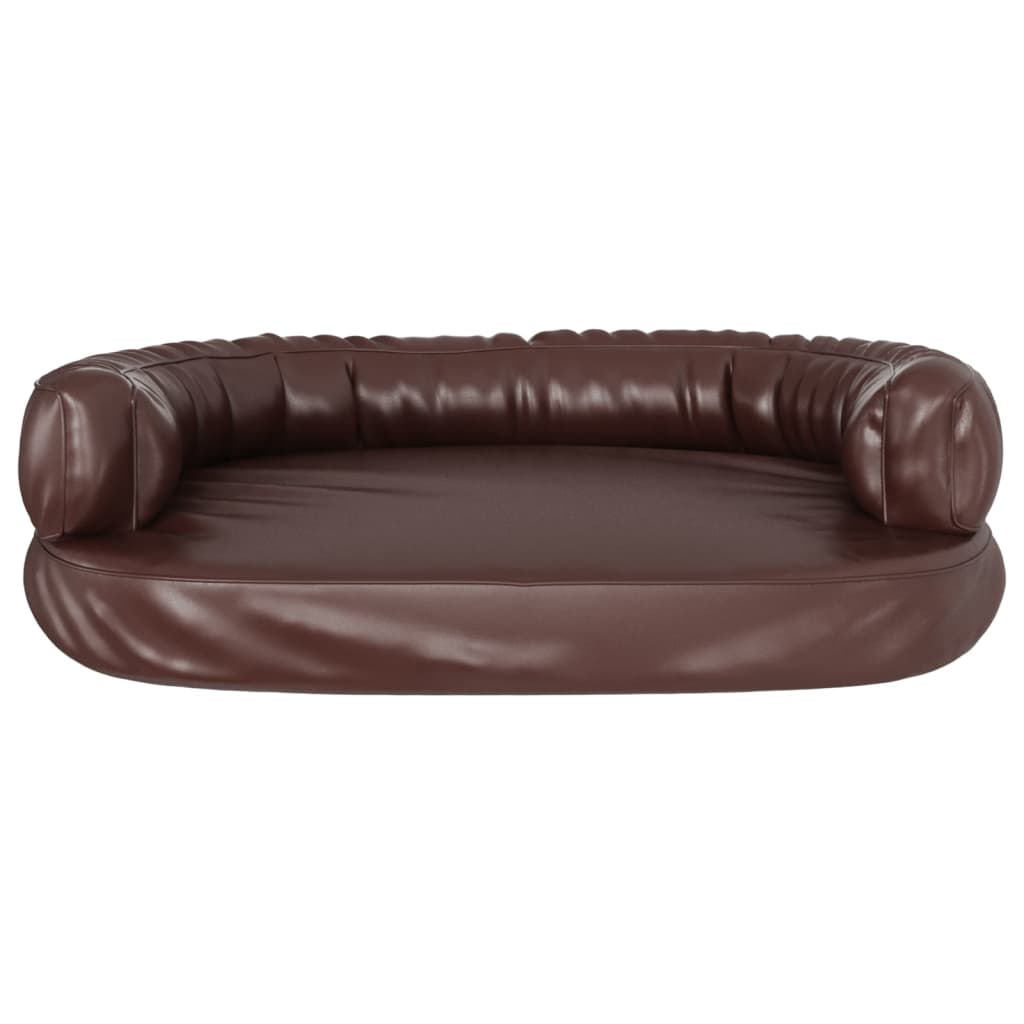 Dog bed, ergonomic foam, brown, 75x53 cm, eco leather