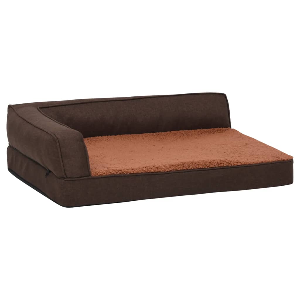 Ergonomic brown dog bed mattress 60x42 cm linen/fleece look