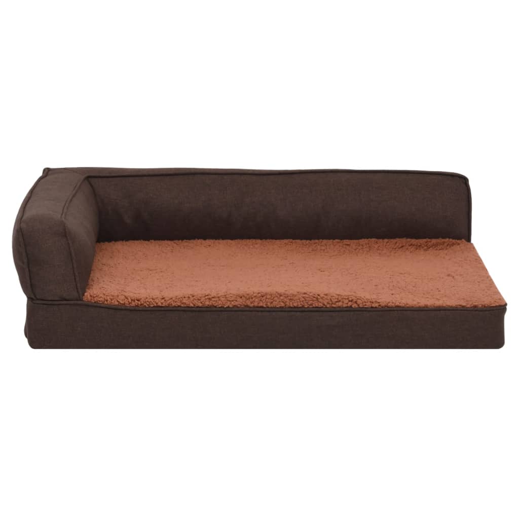 Ergonomic brown dog bed mattress 60x42 cm linen/fleece look