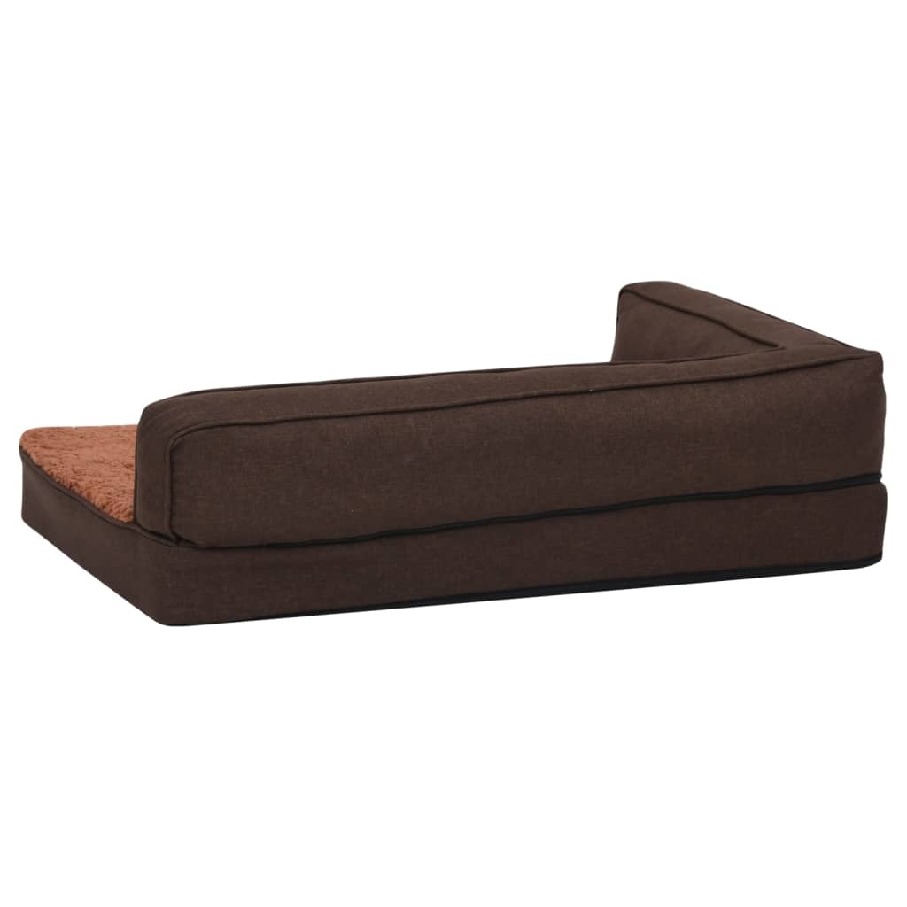 Ergonomic brown dog bed mattress 60x42 cm linen/fleece look