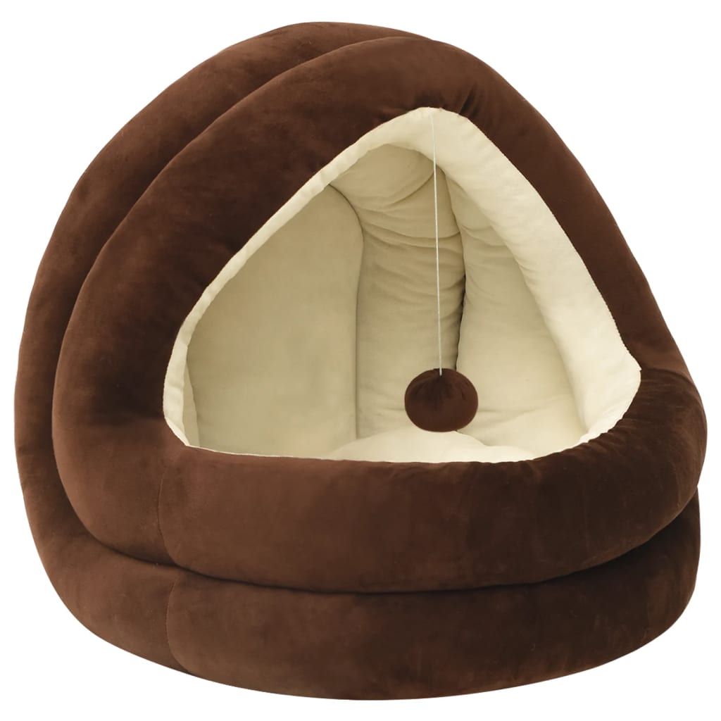 Cat bed, brown and cream, 50x50x45 cm