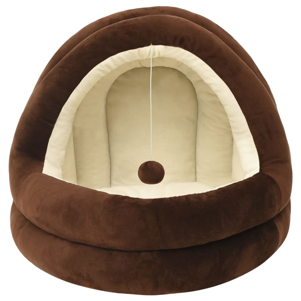 Cat bed, brown and cream, 50x50x45 cm