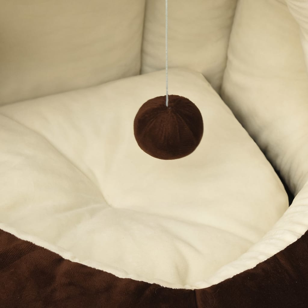 Cat bed, brown and cream, 50x50x45 cm