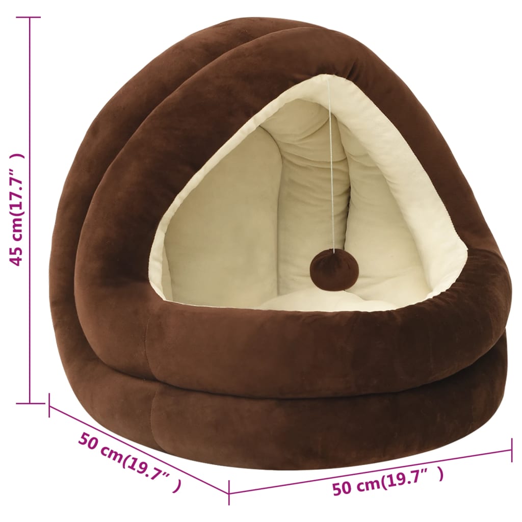 Cat bed, brown and cream, 50x50x45 cm