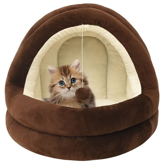 Cat bed, brown and cream, 50x50x45 cm