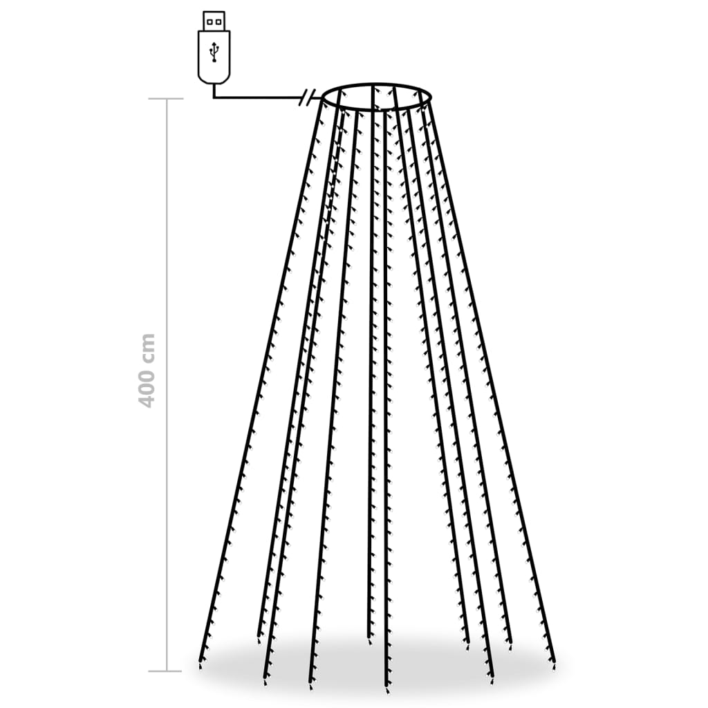 Instalație brad de Crăciun cu 400 LED-uri, albastru, 400 cm